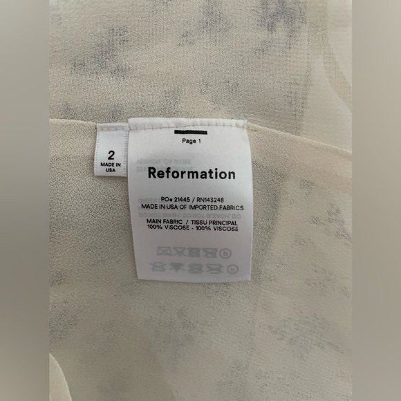 Reformation Floral Ruffle Dress in Cream and Purple - Picture 7 of 10